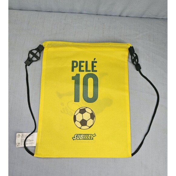 Brazil Pele Football Soccer Drawstrings Backpack Tote Bag 2014 Subway - Picture 1 of 4